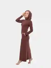 Коричневый женское платье с капюшоном