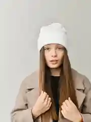 Белый шапка  женская / унисекс / мужская бини / шапка зимняя / вязанная бини
