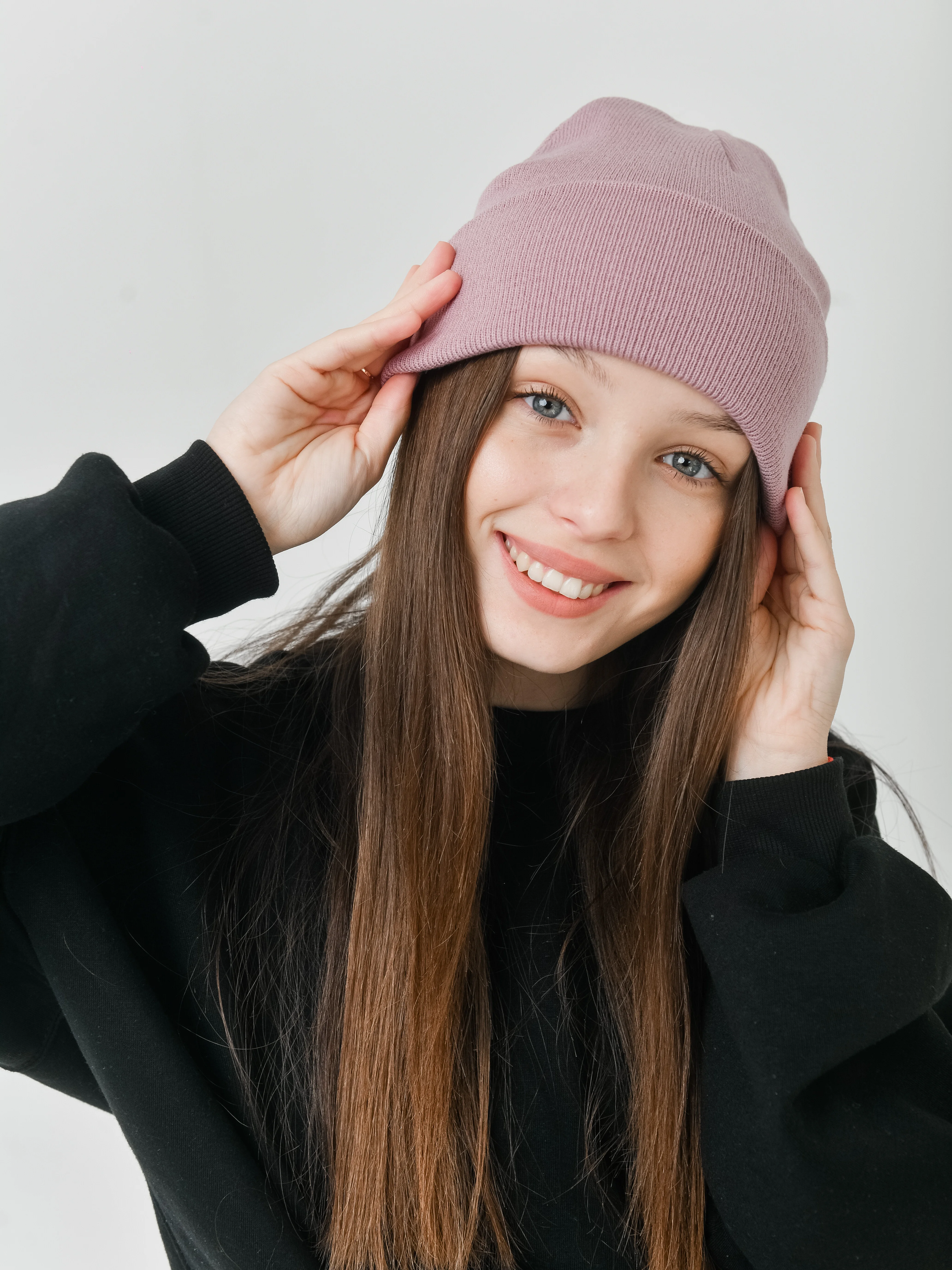 Коралловый меланж шапка женская / унисекс / мужская бини / шапка зимняя / вязанная бини