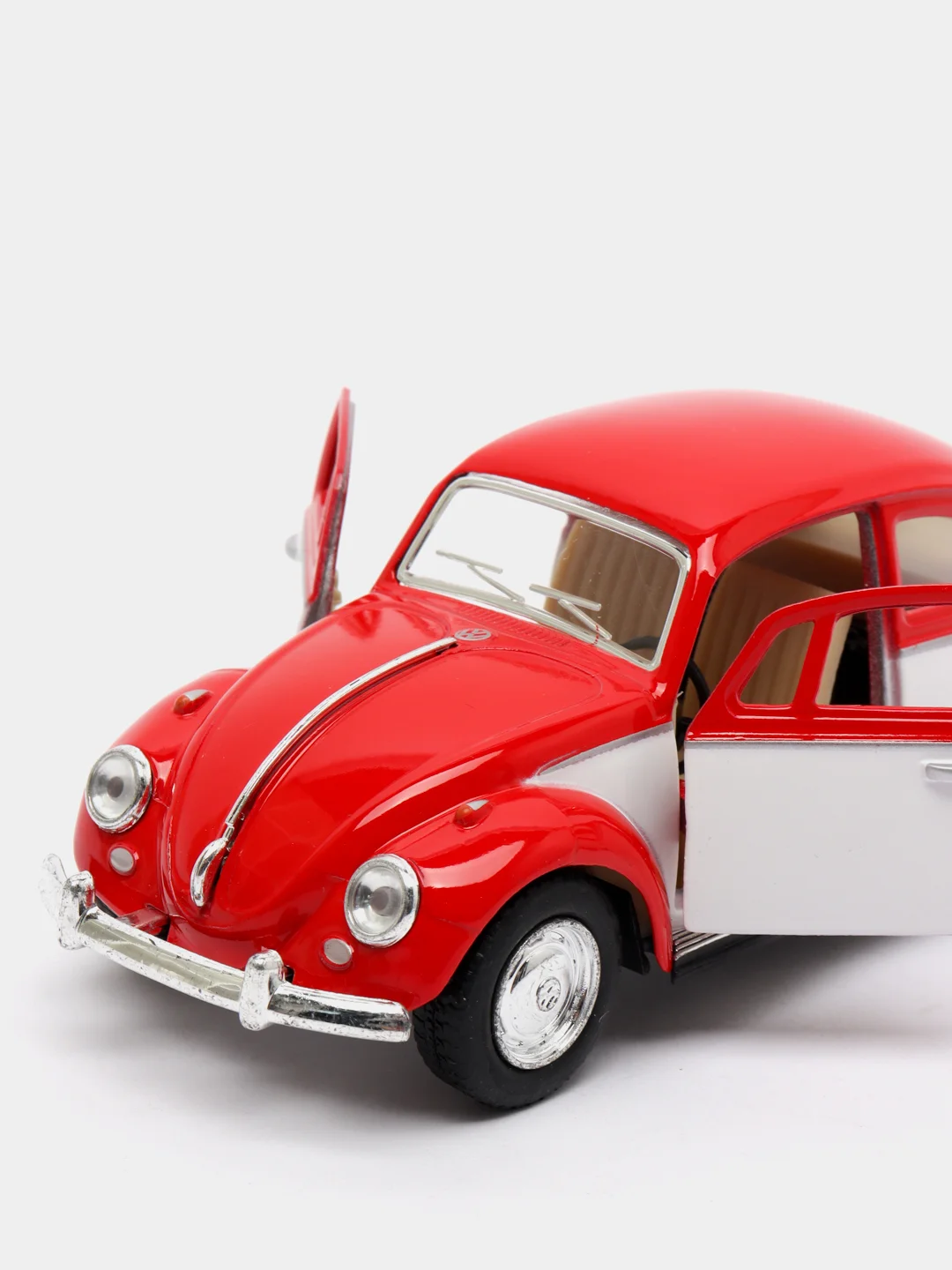 Красный 1967 Volkswagen Classical Beetle (окрашенные двери) KINSMART KT5373D