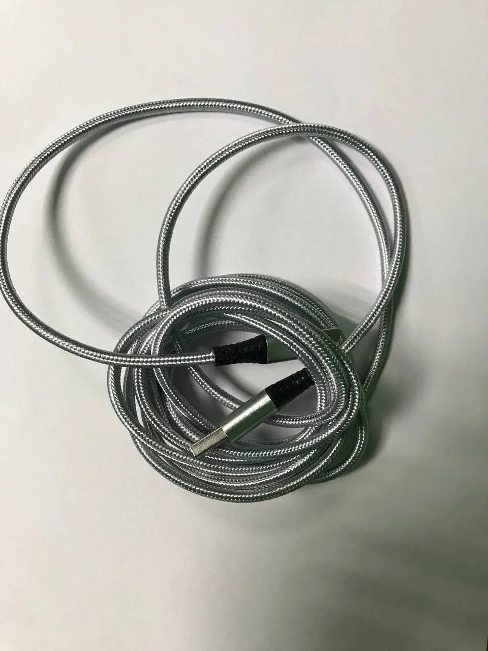 Серебряный кабель зарядный для андроид Type-C, ткань, 2.7м, 1.8м, 1.2м, нейлоновый, алюминевый сплав