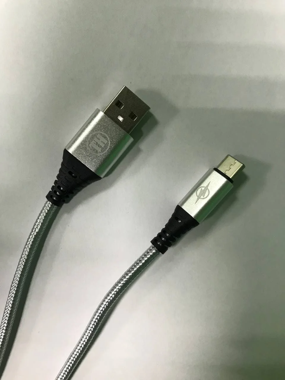 Серебряный кабель зарядный для андроид Type-C, ткань, 2.7м, 1.8м, 1.2м, нейлоновый, алюминевый сплав