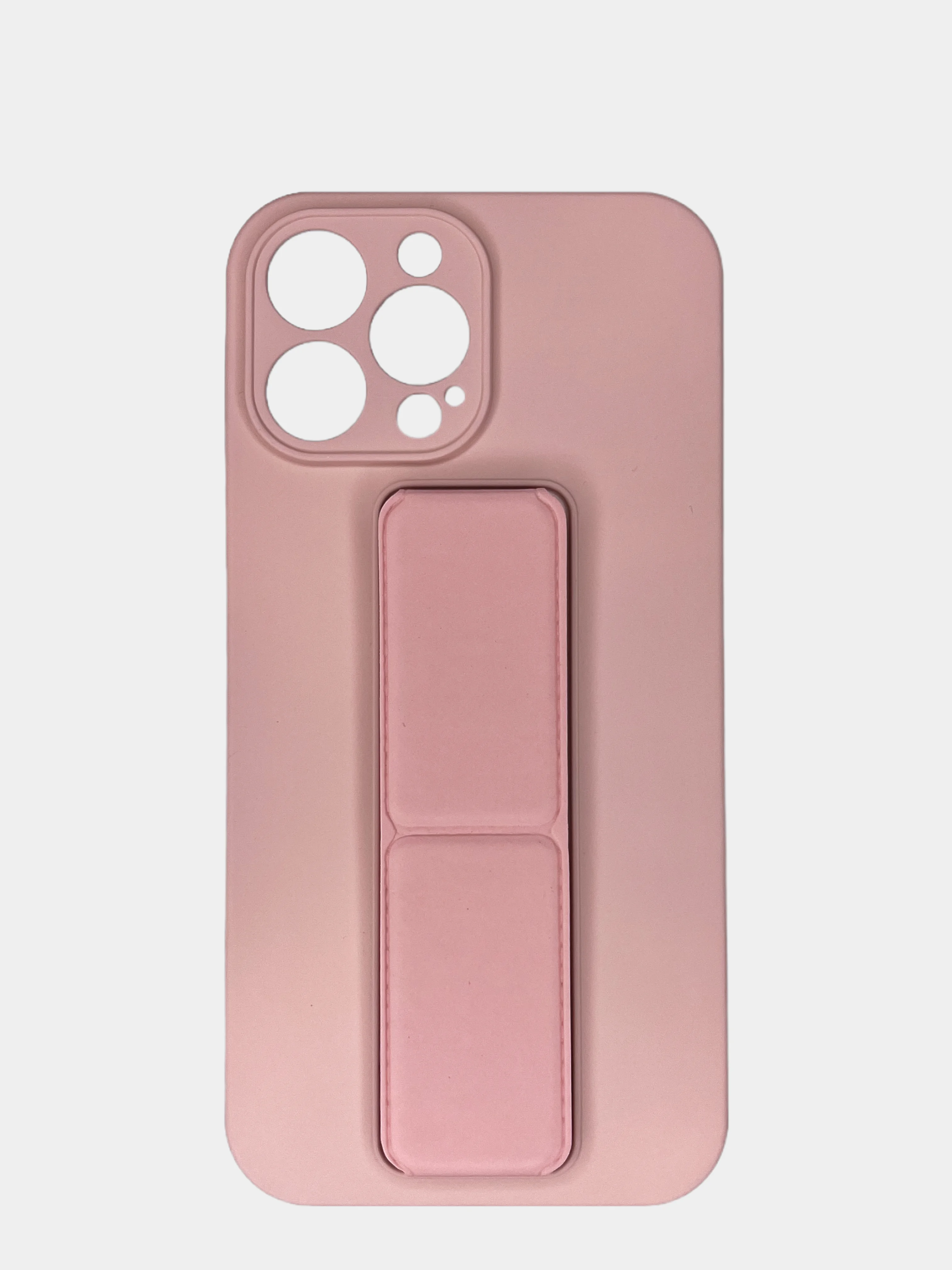 Розовый чехол iPhone 13 (6.1), 13 Pro Max (6.7) силиконовый под кожу с подставкой