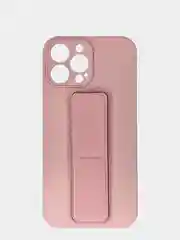 Розовый чехол iPhone 13 (6.1), 13 Pro Max (6.7) силиконовый под кожу с подставкой