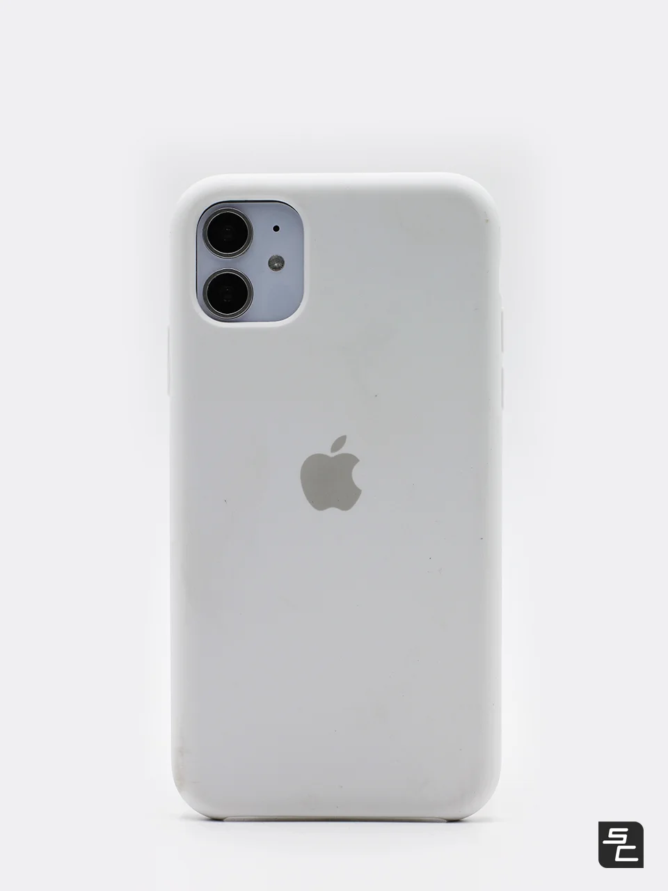 Белый чехол Silicone case для iPhone 11 с открытым низом