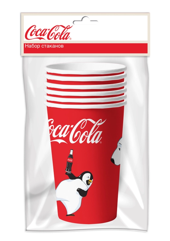 Coca-Cola. Набор бумажных стаканов Мишки-1, 6 шт*330 мл