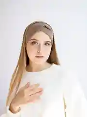 Хаки легкая повязка на голову из хлопка (ширина 7 см.)