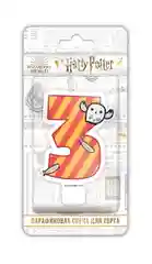 Harry Potter. Парафиновая свеча в торт (цифра 3 с рисунком), в блистере (чиби)