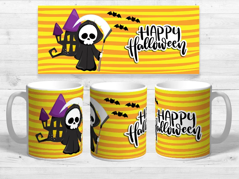Бежевый меланж кружка "Haloween"
