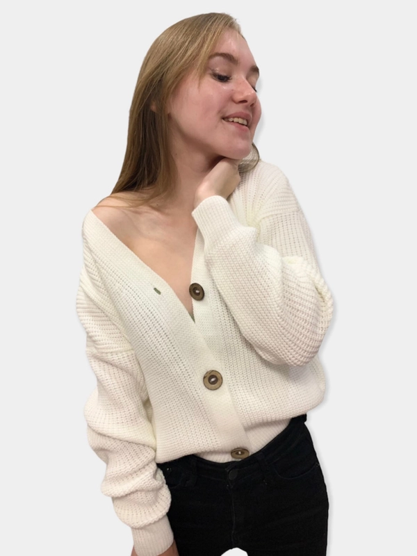 Кардиган женский, вязаный, короткий, oversize