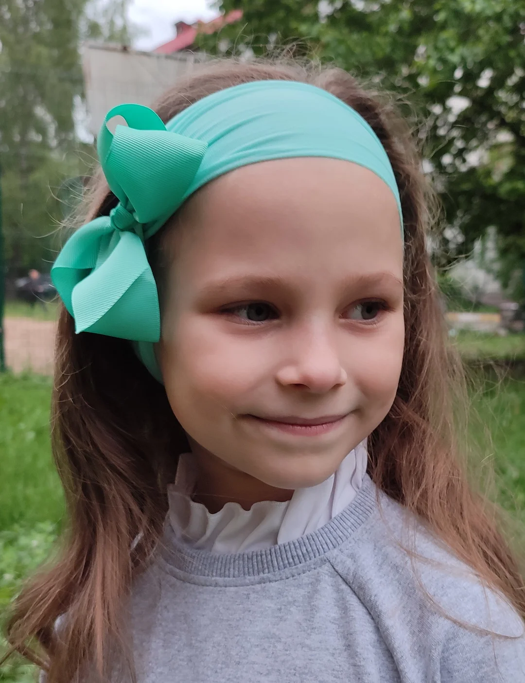 Бант-повязка на голову, детская, мятного цвета