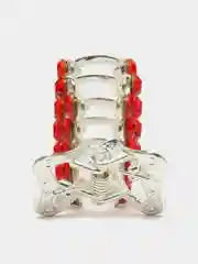 Серебряный крабик для волос металлический со стразами, 2 см