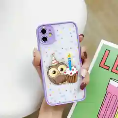 Пурпурный чехол для iPhone 7, 8, XR, 11 совы с защитой камеры айфон про макс с принтом