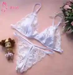 Белый комплект нижнего белья с доступом к интимным зонам, кружевные ажурные трусики, набор
