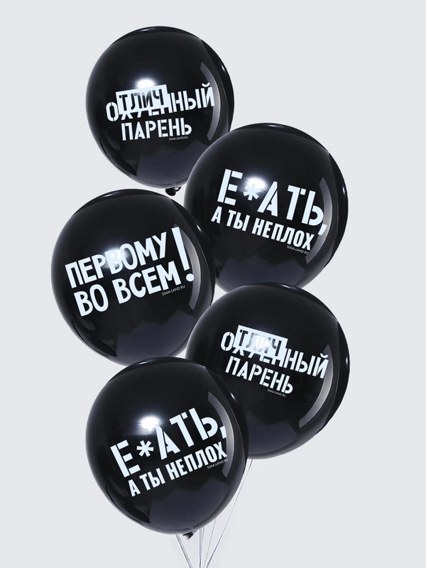 Шар латексный "Отличный парень черный юмор" 5 шт