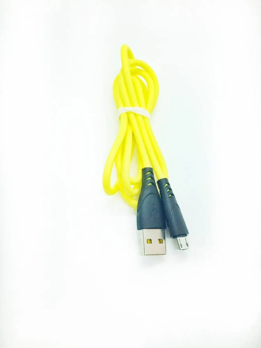Желтый кабель USB цветной силиконовый для зарядки, разъём microUSB, длина 1 метр