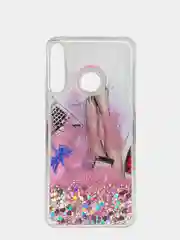 Желтый чехол Honor 9C / Huawei P40 Lite E, Хонор 9С силиконовый переливающийся жидкий с блестками