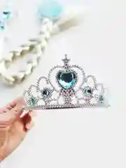 Белый детские украшения, корона с палочкой, косичка Эльзы, серьги, бусы