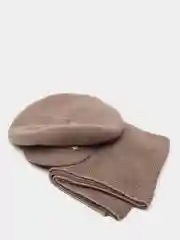 Коралловый меланж комплект (кепи, шарф) / Кепи для женщин / Вязанное кепи с шарфом / Фуражка для женщин