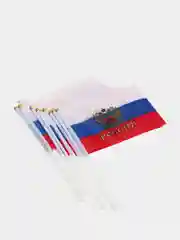 Флаг России с гербом 14х21 см, шток 30 см, полиэстер
