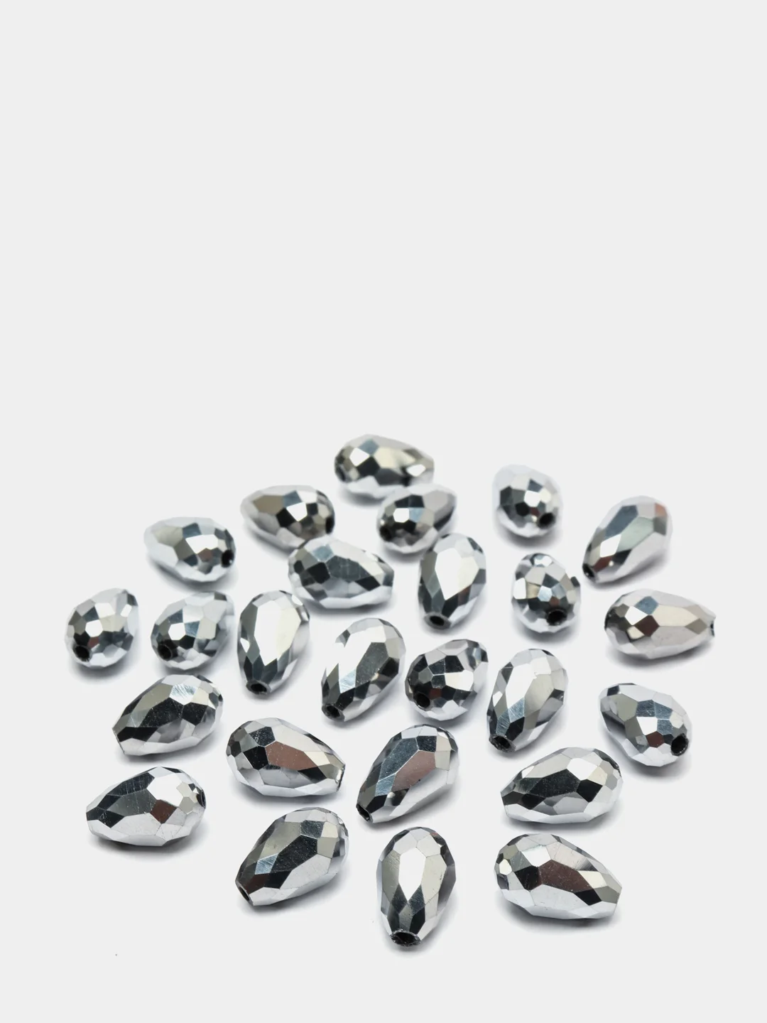 Серебряный бусины стеклянные, форма  капли