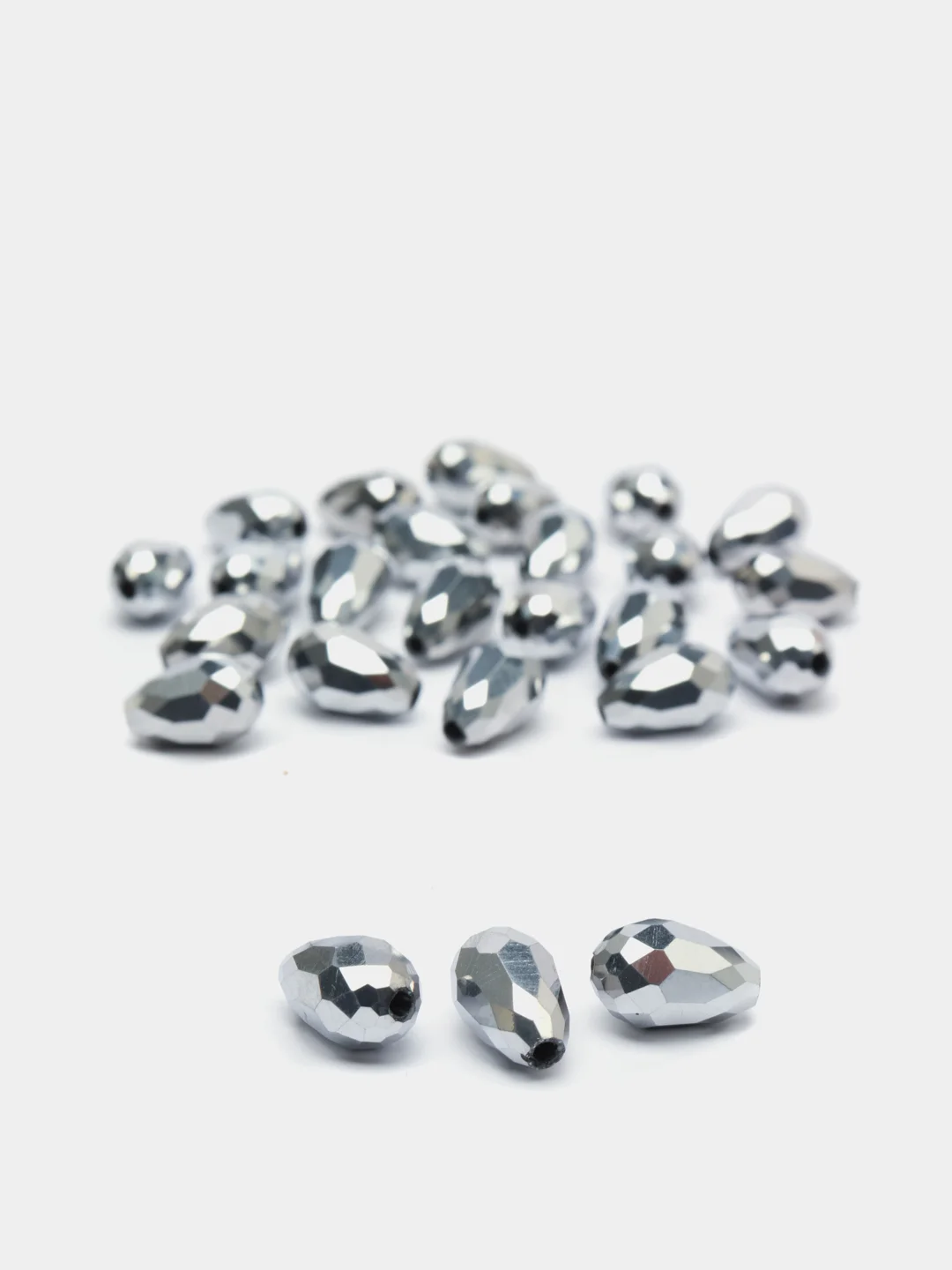 Серебряный бусины стеклянные, форма  капли