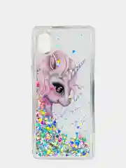 Сиреневый чехол Samsung Galaxy A01 Core, Галакси А01 силиконовый переливающийся жидкий с блестками