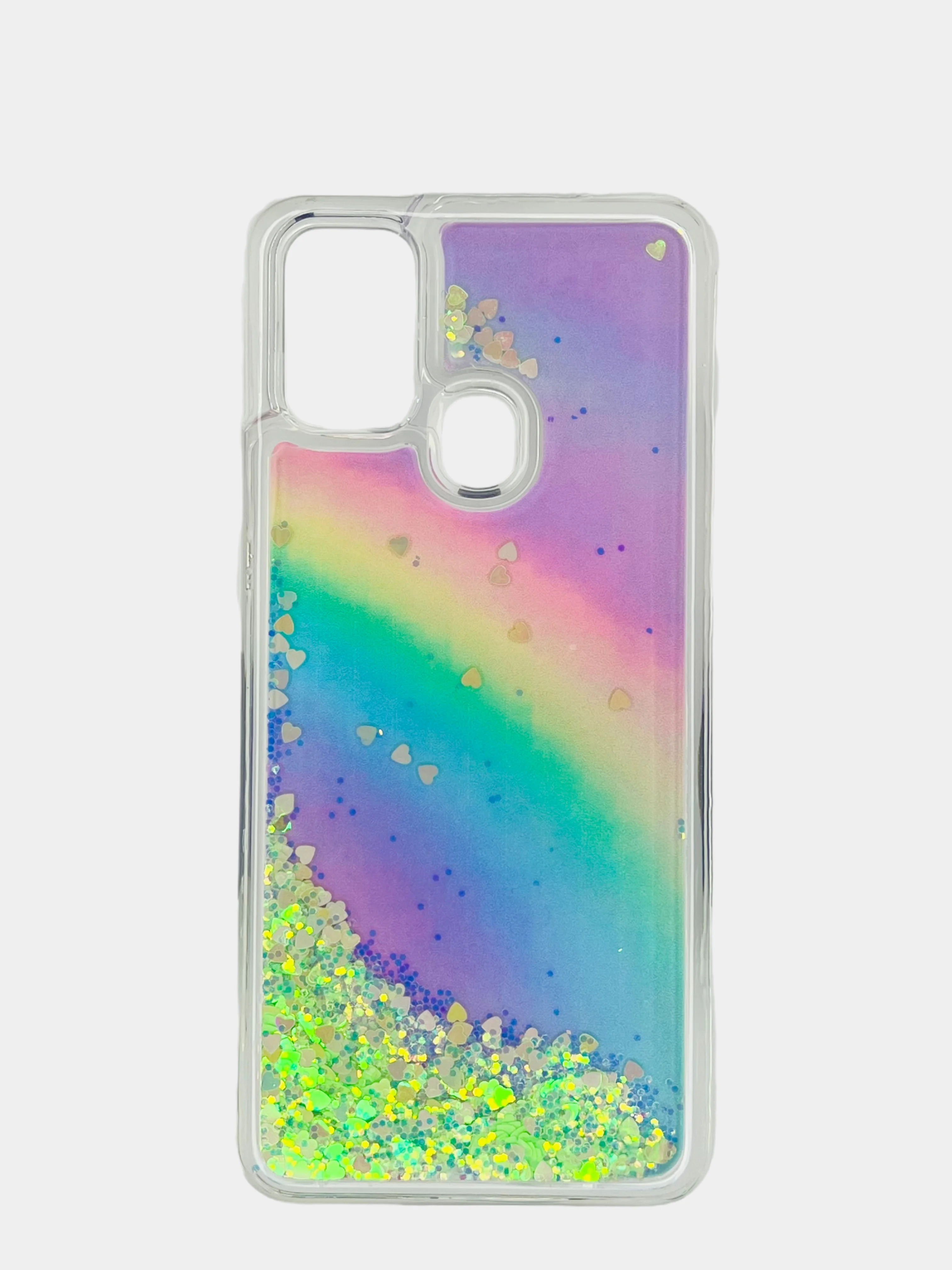 Лайм чехол Samsung Galaxy M31 (Самсунг Галакси М31) переливающийся жидкий с блестками