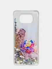 Бежевый меланж чехол Xiaomi Poco X3 NFC / Poco X3 Pro силиконовый переливающийся жидкий с блестками