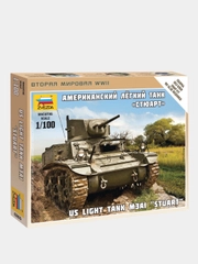 Модель сборная из пластика 1:100 "Легкий танк Stuart M3A1 WWII US"
