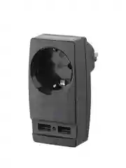 Тройник - адаптер "Polynom" 1 гнездо 220V + 2xUSB 2100mA, c заземлением
