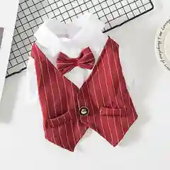 Красный костюм-смокинг классический с бабочкой для кошек, собак и домашних питомцев