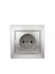 Серый металлик розетка Plano, 2P, 16А, 250В, IP20, СУ, без заземления