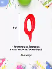 Парафиновая свеча в торт "Тортик", цифра 0, в блистере