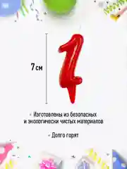 Свеча парафиновая в торт "Тортик", цифра 1, в блистере