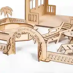 Кукольный домик с бассейном КубиГрад "Усадьба", для больших кукол
