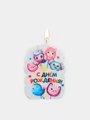 Свеча для торта "С Днём Рождения, рисунки разные, цифра 1 - 8", 5 х 8.5 см