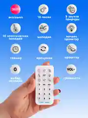 Музыкальный мобиль каруселька на кроватку с проектором-ночником,пульт, звуки природы