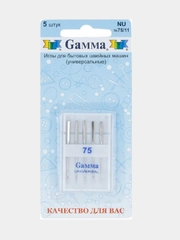 Иглы для швейных машин "Gamma" NU № 75 универсальные 5 шт. в блистере