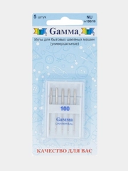 Иглы для швейных машин "Gamma" NU №100, универсальные, 5 штук в блистере
