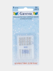 Иглы для швейных машин "Gamma" NU № 90 универсальные, 5 штук в блистере