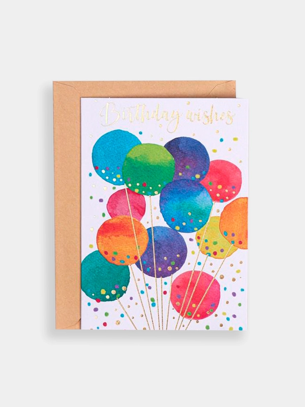 Открытка на акварельном картоне "Birthday wishes/Пожелания на день рождения", 11,8*16,4 см