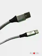 Серебряный кабель зарядный для андроид Type-C, ткань, 2.7м, 1.8м, 1.2м, нейлоновый, алюминевый сплав