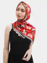 Алый платок шелковый с котами