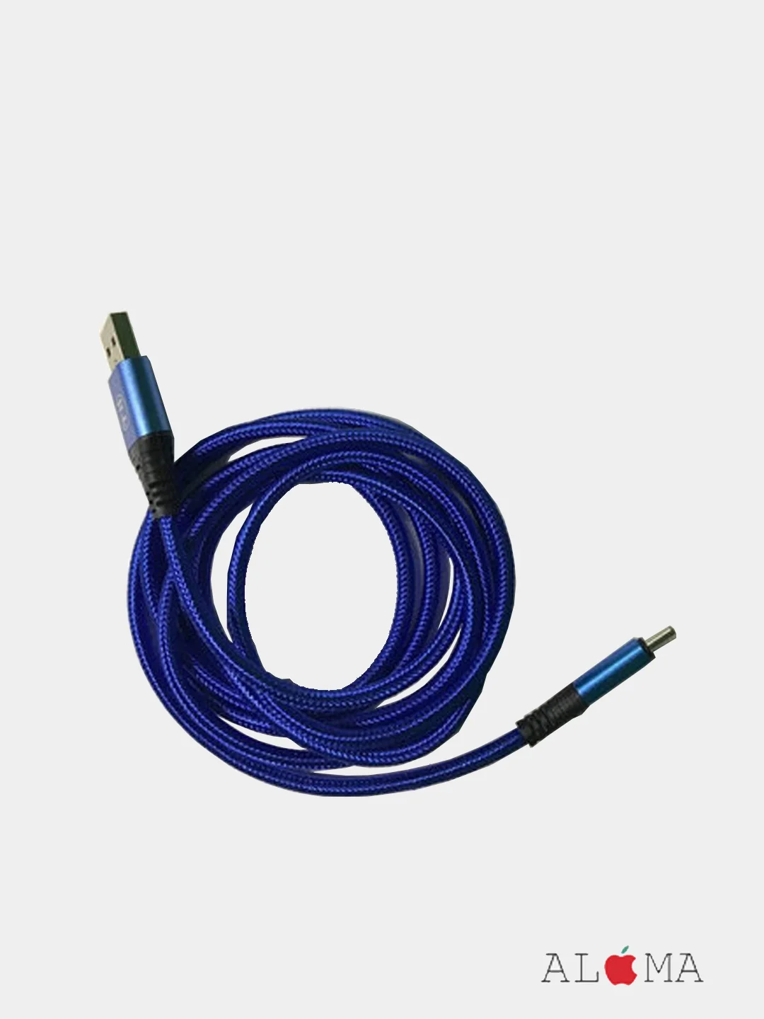 Синий кабель зарядный для андроид Type-C, ткань, 2.7м, 1.8м, 1.2м, нейлоновый, алюминевый сплав