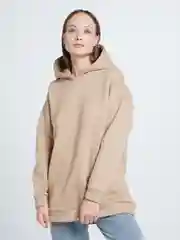 Бежевый худи женское, оверсайз, утепленное, с капюшоном