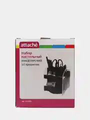 Набор настольный Attache, прозрачно-черный, 10 предметов, вращающийся