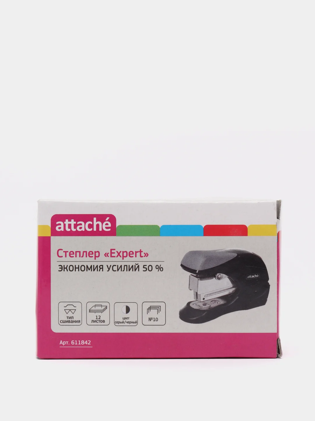 Степлер Attache Expert, до 12 листов, черно-серый, №10