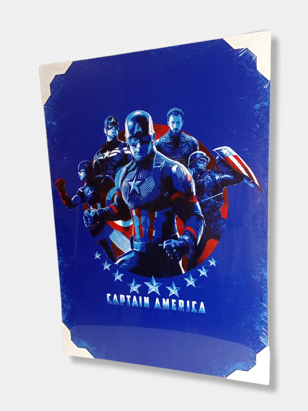 Голубой картина на холсте "Человек паук и другие герои Marvel", 50 х 70 см