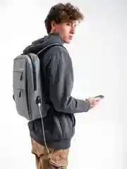 Серый рюкзак "BackPack" унисекс, повседневный прочный городской для ноутбука синий 15"6, 19,5л